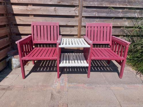 Tuinbankje tete-a-tete, Tuin en Terras, Tuinsets en Loungesets, Gebruikt, Hout, Stoel, Ophalen