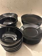 Zwarte bordenset, Huis en Inrichting, Keuken | Servies, Ophalen, Overige stijlen, Compleet servies, Glas