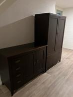 Dressoir & Kast Set - Donker Hout, Huis en Inrichting, Kasten | Kledingkasten, Ophalen, Gebruikt, Overige houtsoorten, Met lade(s)
