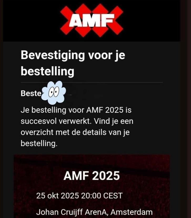 AMF - 25 Oktober 2025 Amsterdam, Tickets en Kaartjes, Evenementen en Festivals, Eén persoon