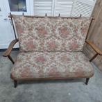 Vintage houten bank met bloemenbekleding, Ophalen of Verzenden