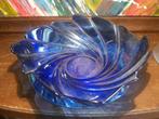 Fruitschaal: Kobaltblauw, wervelvormig glas, quadratisch, Vierkant, Ophalen of Verzenden, Nb, Nb