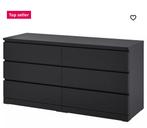 Zwarte commode met 6 laden, Huis en Inrichting, Ophalen, 5 laden of meer, 150 tot 200 cm, Zo goed als nieuw