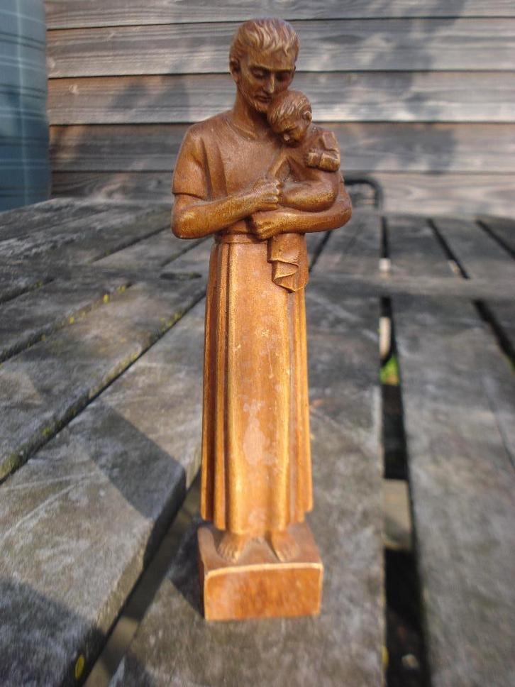 Heiligenbeeldje de jonge Jozef met Kindje Jezus, Antiek en Kunst, Antiek | Religie, Ophalen of Verzenden