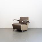 2x Leolux Scylla Fauteuil Laag Licht- en Donkerbruin - Leer, Niet ingevuld, Gebruikt, Niet ingevuld, 75 tot 100 cm