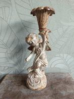 Antieke gietijzer kandelaar met engel, Antiek en Kunst, Antiek | Kandelaars, Ophalen of Verzenden, Keramiek of Aardewerk