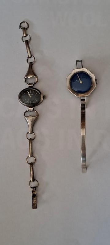 2  Retro Zilveren   mechanisch opwindbare dameshorloges beschikbaar voor biedingen