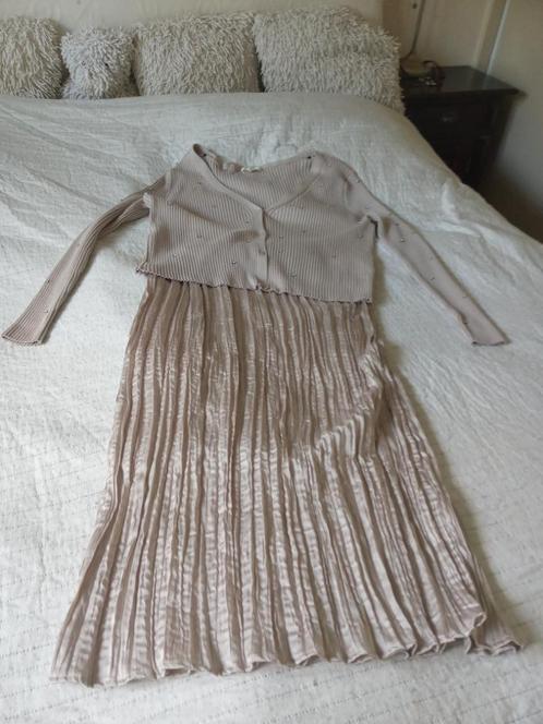 ROK MET VEST (SET), Kleding | Dames, Rokken, Nieuw, Maat 46/48 (XL) of groter, Beige, Onder de knie, Ophalen of Verzenden
