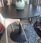 Ronde zwarte fineer eettafel. 100 cm doorsnee, Huis en Inrichting, Tafels | Eettafels, Ophalen, Gebruikt, Rond, Vier personen