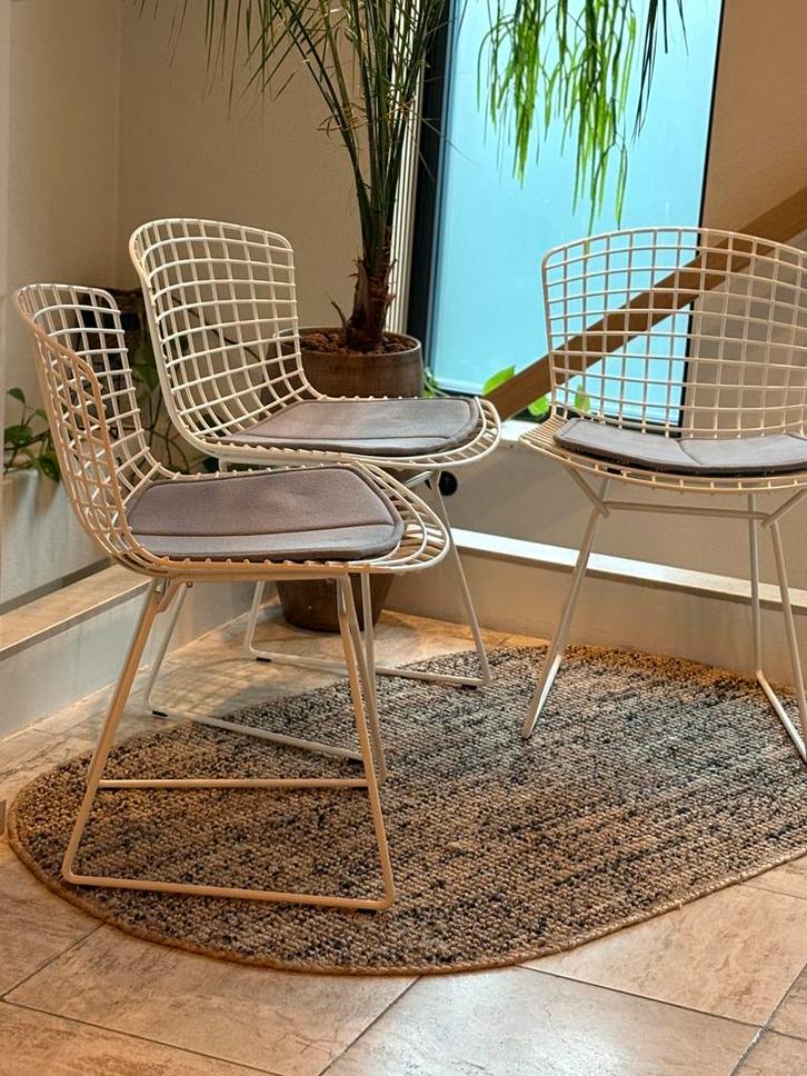 Knoll Bertoia Side Chair. Set van 3., Huis en Inrichting, Stoelen, Zo goed als nieuw, Drie, Metaal, Wit, Ophalen