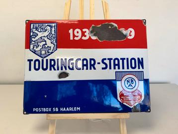 Emaille Reclamebord Touringcar-Station 1930s beschikbaar voor biedingen