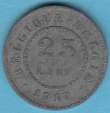 België 25 Centimes 1917, KM# 82 in munthouder  beschikbaar voor biedingen