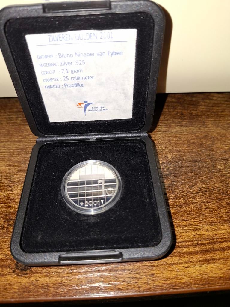 Zilveren Gulden 2001 Beatrix, Postzegels en Munten, Munten | Nederland, Ophalen, 1 gulden, Koningin Beatrix, Zilver