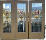3 deuren met koper in lood deuren met gebrandschildert glas., Antiek en Kunst, Ophalen of Verzenden