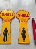 Emaille Shell wc bordjes, Verzamelen, Ophalen of Verzenden, Gebruikt, Reclamebord