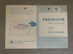 NSU QUICKLY Prijslijst 1958., Ophalen of Verzenden