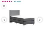 Bed - boxspring eenpersoons 90x200cm, Grijs, 90 cm, Stof, Eenpersoons