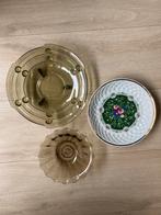 Art deco schaal bord gekleurd glas fruitschaal wandbord, Antiek en Kunst, Ophalen of Verzenden