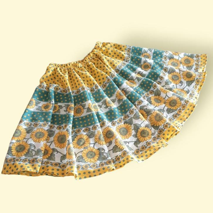 Zonnebloem rok vintage hergebruikte stof taille 36-48 cm, Kleding | Dames, Rokken, Nieuw, Maat 38/40 (M), Geel, Boven de knie