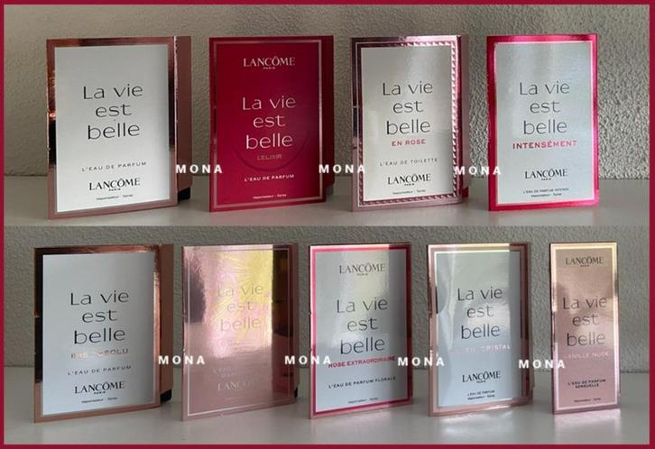 La Vie Est Belle set 9 parfum samples proefjes testers, Sieraden, Tassen en Uiterlijk, Uiterlijk | Parfum, Nieuw, Verzenden