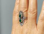 925 zilveren ring met natuurlijke Groene Onyx steen, Sieraden, Tassen en Uiterlijk, Ringen, O.T., Nieuw, Ophalen of Verzenden
