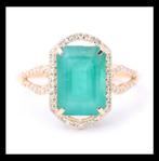 Ring met natuurlijke smaragd en diamanten (Antwerpen), Sieraden, Tassen en Uiterlijk, Ringen, Nieuw, Ophalen of Verzenden, 17 tot 18