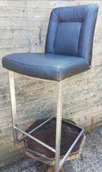 H & H Design stoel/kruk.  Leer/verchroomd. 97 cm., Ophalen, Zwart, Zo goed als nieuw, Eén