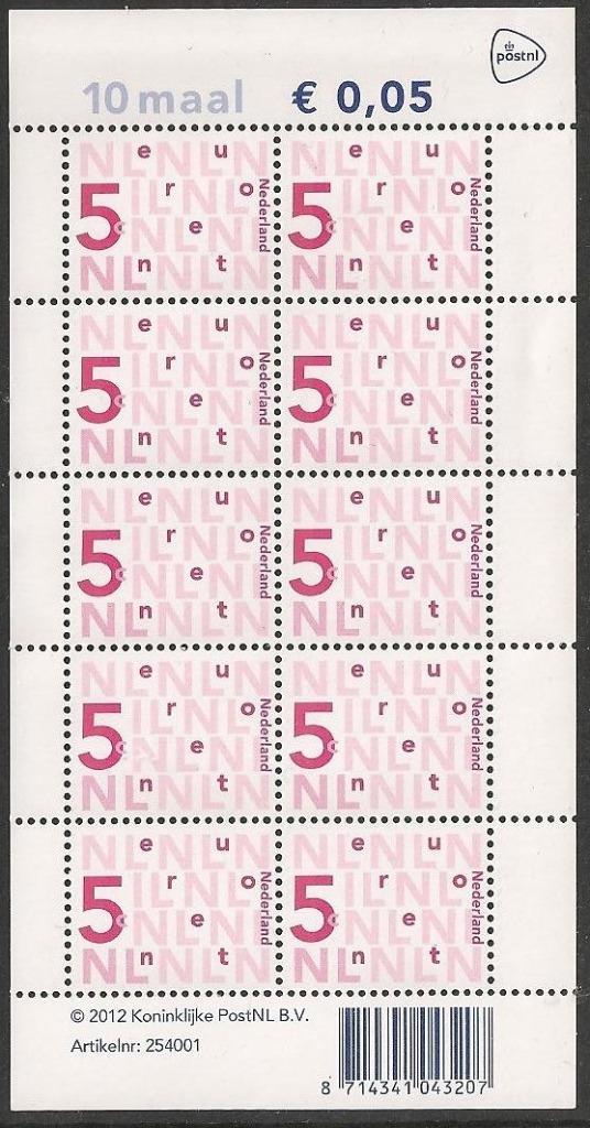 Bijplakblok in Euro No. V 2136 D XXX. ADV. no.57 R., Postzegels en Munten, Postzegels | Nederland, Postfris, Na 1940, Verzenden