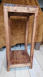 Hoge bijzettafel hout - 80x35x35 cm, Minder dan 55 cm, Gebruikt, Vierkant, Ophalen of Verzenden