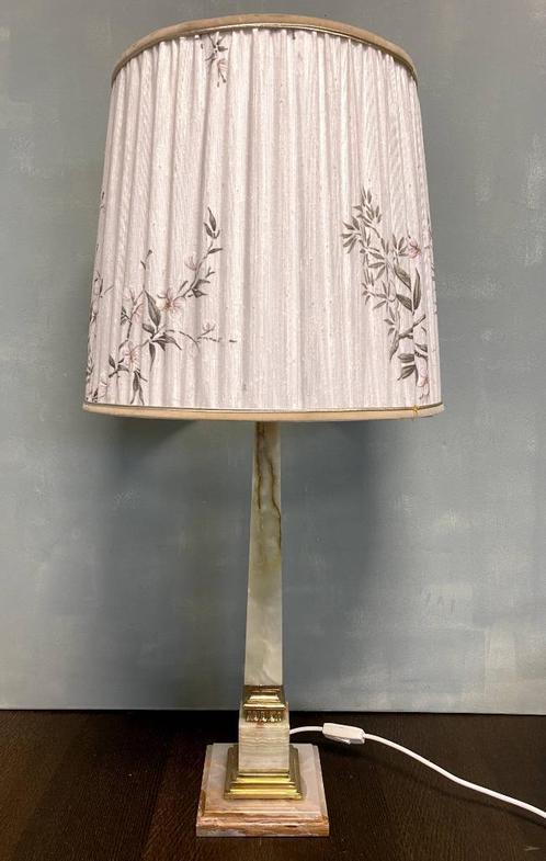 Vintage Hollywood regency tafellamp marmer groen groot, Huis en Inrichting, Lampen | Tafellampen, Gebruikt, 50 tot 75 cm, Overige materialen