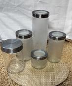 Glazen Voorraadpotten met RVS Deksel-5-Delige Set, Ophalen of Verzenden, Zo goed als nieuw