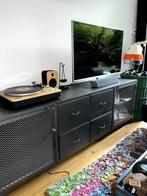 TV meubel metaal zwart / grijs - retro vintage, Ophalen, Vintage, Zo goed als nieuw, 200 cm of meer
