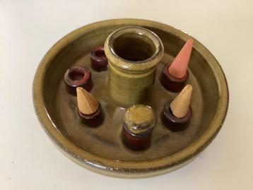 Retro wierookhouder groen, keramiek, handwerk beschikbaar voor biedingen