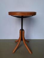 vintage pianokruk bijzettafeltje hout staal met schroefdraad, Huis en Inrichting, Krukjes, Ophalen of Verzenden, In hoogte verstelbaar