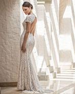 Bohemian kanten trouwjurk met open lage rug maat 38, Ophalen of Verzenden, Zo goed als nieuw, Wit, Trouwjurk