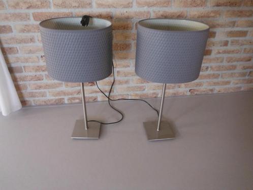 twee nieuwe IKEA Aleng tafel lampen met grijze kap, Huis en Inrichting, Lampen | Tafellampen, Nieuw, 50 tot 75 cm, Kunststof, Metaal