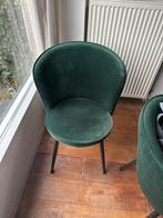 6 stijlvolle donkergroene eetkamerstoelen, Huis en Inrichting, Ophalen, Zo goed als nieuw, Zwart, Stof