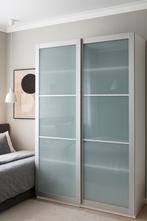 Kledingkast Pax Ikea 2 deurs schuif wit/Aluminium, Huis en Inrichting, Kasten | Kledingkasten, Ophalen, 100 tot 150 cm, 200 cm of meer