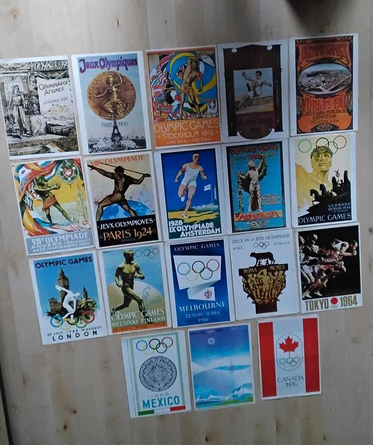 Olympische Spelen Posters - 18 stuks, Verzamelen, Posters, Gebruikt, Sport, A4 of kleiner, Rechthoekig Staand, Ophalen