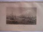 001 / Amsterdam vanaf het Ij gezien staalgravure 1860, Ophalen of Verzenden