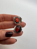 A483 Prachtige zilveren manchetknopen Fischland, Ophalen of Verzenden, Zilver, Manchetknopen, Met edelsteen