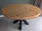 Ronde Vuurhouten Eettafel - Industrieel Design, Huis en Inrichting, Tafels | Eettafels, Ophalen, Gebruikt, Rond, Vijf personen of meer