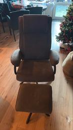 Comfortabele relaxstoel met voetenbank – grijs, Huis en Inrichting, Fauteuils, Ophalen, Gebruikt, 75 tot 100 cm, Leer