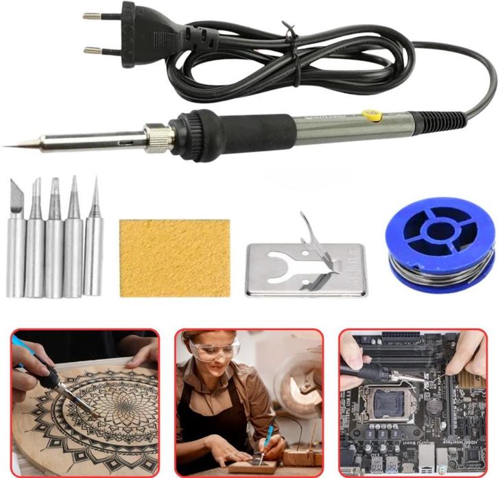 60W Soldeerbout & Houtbrander Set – Instelbaar, Pyrografie, Doe-het-zelf en Verbouw, Overige Doe-het-zelf en Verbouw, Nieuw, Ophalen of Verzenden
