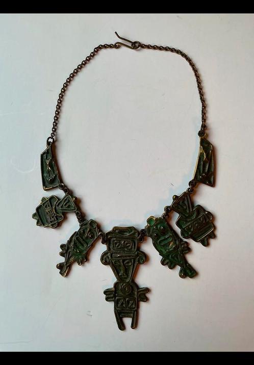 Koperen ketting met groene kleur. Zuid Amerika, Maya Azteken, Sieraden, Tassen en Uiterlijk, Kettingen, Ophalen of Verzenden