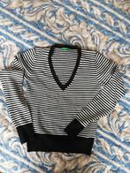 V-neck jumper with white and navy stripes by Benetton. S, Blauw, Benetton, Nieuw, Ophalen of Verzenden