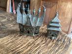 Antiek koperen tempels 11 / 10 cm hoog samen € 25, Ophalen of Verzenden