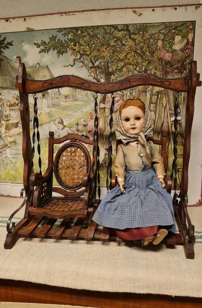 Antieke Franse pop swing stoel/houten poppen schommel, Antiek en Kunst, Antiek | Speelgoed, Ophalen