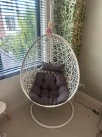 Xenos witte ei (hang) stoel met grijs kussen, Huis en Inrichting, Stoelen, Ophalen, Zo goed als nieuw, Wit, Eén