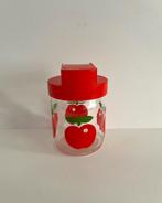 Leuk vintage retro rood glazen potje met appel print, Huis en Inrichting, Keuken | Tupperware, Vintage, Gebruikt, Vintage, Overige typen